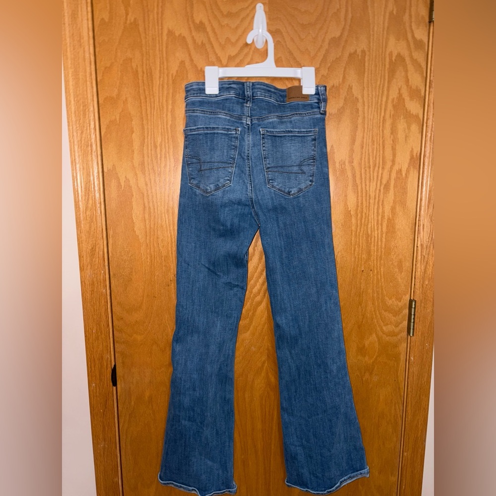 American Eagle Jeans Medium Wash Stretch Denim Casual Flare Fit Size 4 - Picture 4 of 11